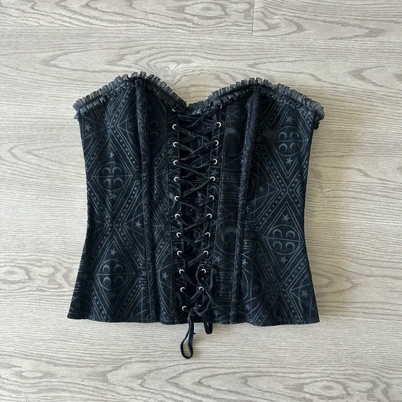 Goth Solar Corset w/ Lace Detail - Picture 1 of 5
